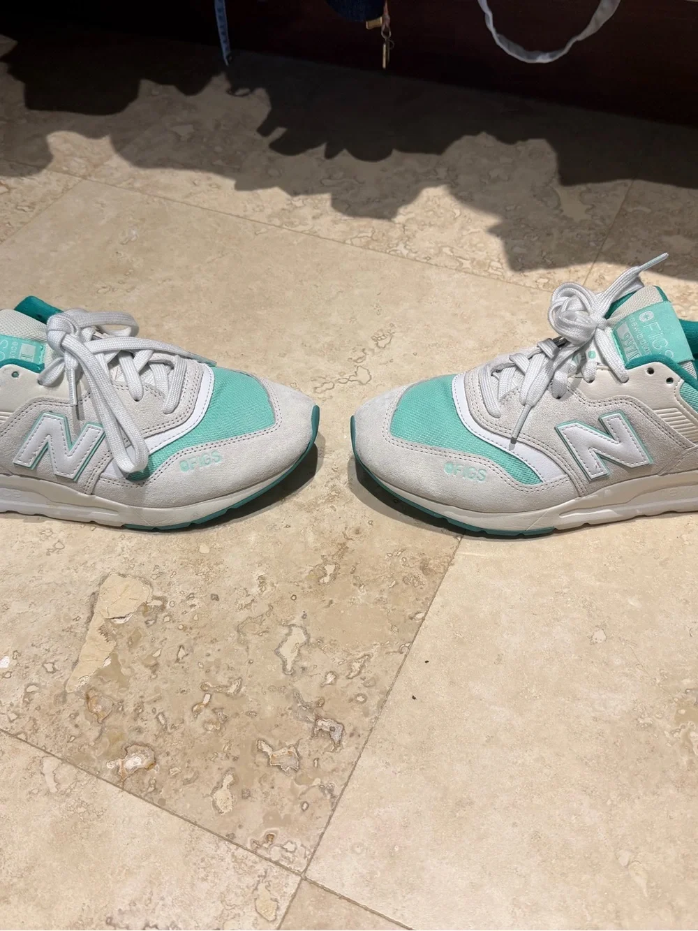 New Balance Women's Mint Green and White Sneakers